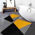 2'li Set Mavi Zeminde Otantik Motifli Uşak Desenli Avangarde Etnik Motifler  2'li Banyo & Mutfak Paspas Takımı Realhomes