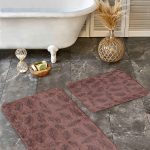 2'li Set Krem Zeminde Eskitme Motifli Dokuma Desenli Sade & Şık Klasik  2'li Banyo & Mutfak Paspas Takımı Realhomes