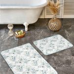 2'li Set Siyah - Bej Zeminde Etnik Motifli Antik Desenli Etnik Motifler Geometrik  2'li Banyo & Mutfak Paspas Takımı Realhomes