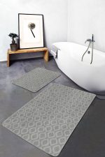 - PaspasTakimi-2li-Set1675-Gorsel-1 - Realhomes  2'li Set Gri Zeminde Geometrik Motifli Klasik Desenli Geometrik Sade & Şık  2'li Banyo & Mutfak Paspas Takımı Realhomes