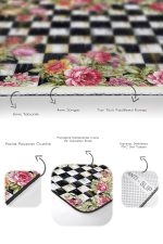 - PaspasTakimi-2li-Set1677-Gorsel-3 - Realhomes  2'li Set Damalı Zeminde Damask Motifli Çiçek Desenli Floral Geometrik  2'li Banyo & Mutfak Paspas Takımı Realhomes