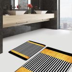 2'li Set Bej - Mavi Zeminde Otantik Motifli Kilim Desenli Eskitme Motifli Vintage  2'li Banyo & Mutfak Paspas Takımı Realhomes