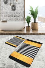 - PaspasTakimi-2li-Set1680-Gorsel-4 - Realhomes  2'li Set Gold - Siyah Zeminde Modern Sanat Motifli Altın Desenli Geometrik Modern  2'li Banyo & Mutfak Paspas Takımı Realhomes