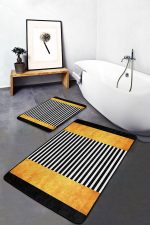 - PaspasTakimi-2li-Set1680-Gorsel-5 - Realhomes  2'li Set Gold - Siyah Zeminde Modern Sanat Motifli Altın Desenli Geometrik Modern  2'li Banyo & Mutfak Paspas Takımı Realhomes