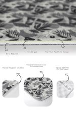 - PaspasTakimi-2li-Set1681-Gorsel-3 - Realhomes 2'li Set Gri Zeminde Tropik Motifli Yaprak Desenli Floral Summer & Fresh 2'li Banyo & Mutfak Paspas Takımı Realhomes