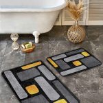 2'li Set Çok Renkli Zeminde Dokuma Halı Motifli Patchwork Desenli Geometrik Sade & Şık  2'li Banyo & Mutfak Paspas Takımı Realhomes