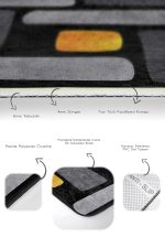 - PaspasTakimi-2li-Set1682-Gorsel-3 - Realhomes 2'li Set Gold - Siyah Zeminde Kanvas Motifli Gold Desenli Modern Sade & Şık 2'li Banyo & Mutfak Paspas Takımı Realhomes