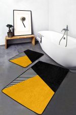 - PaspasTakimi-2li-Set1689-Gorsel-5 - Realhomes  2'li Set Sarı - Siyah Zeminde Geometrik Motifli Modern Desenli Geometrik Sade & Şık  2'li Banyo & Mutfak Paspas Takımı Realhomes