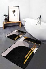 - PaspasTakimi-2li-Set1690-Gorsel-2 - Realhomes  2'li Set Siyah - Beyaz Zeminde Modern Motifli Boho Desenli Bohem Geometrik  2'li Banyo & Mutfak Paspas Takımı Realhomes