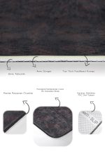 - PaspasTakimi-2li-Set1693-Gorsel-3 - Realhomes 2'li Set Krem - Kahverengi Zeminde Eskitme Motifli Yaprak Desenli Floral Sade & Şık 2'li Banyo & Mutfak Paspas Takımı Realhomes