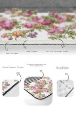 - PaspasTakimi-2li-Set1697-Gorsel-3 - Realhomes 2'li Set Siyah - Pembe Zeminde Çiçek Motifli Geometrik Desenli Floral Geometrik 2'li Banyo & Mutfak Paspas Takımı Realhomes