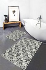 - PaspasTakimi-2li-Set1698-Gorsel-5 - Realhomes 2'li Set Gri Zeminde Floral Motifli Çiçek Desenli Floral Modern 2'li Banyo & Mutfak Paspas Takımı Realhomes