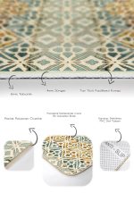 2'li Set Geleneksel Zeminde Etnik Motifli Kanvas Desenli Etnik Motifler Vintage  2'li Banyo & Mutfak Paspas Takımı Realhomes