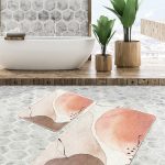 2'li Set Kahverengi - Krem Zeminde Patchwork Motifli Örme Desenli Klasik Sade & Şık  2'li Banyo & Mutfak Paspas Takımı Realhomes