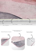 2'li Set Yavruağzı Zeminde Kanvas Motifli Boyama Desenli Bohem Sade & Şık  2'li Banyo & Mutfak Paspas Takımı Realhomes