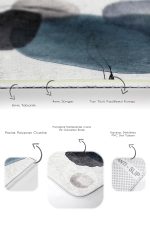 2'li Set Ekru Zeminde Modern Sanat Motifli Siyah Mavi Yağlıboya Desenli Bohem Klasik  2'li Banyo & Mutfak Paspas Takımı Realhomes