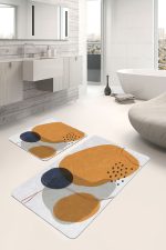 - PaspasTakimi-2li-Set1710-Gorsel - Realhomes  2'li Set Turuncu Zeminde Suluboya Motifli Modern Sanat Desenli Bohem Sade & Şık  2'li Banyo & Mutfak Paspas Takımı Realhomes