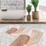 2'li Set Kahverengi Zeminde El Dokuma Motifli Antika Desenli Eskitme Motifli Klasik  2'li Banyo & Mutfak Paspas Takımı Realhomes