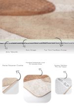2'li Set Kahverengi - Krem Zeminde Geometrik Motifli Kanvas Desenli Bohem Modern  2'li Banyo & Mutfak Paspas Takımı Realhomes