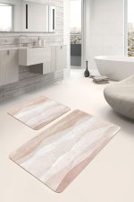 - PaspasTakimi-2li-Set1714-Gorsel-2 - Realhomes  2'li Set Krem - Kahverengi Zeminde Kanvas Motifli Modern Sanat Desenli Bohem Klasik  2'li Banyo & Mutfak Paspas Takımı Realhomes