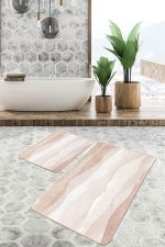 - PaspasTakimi-2li-Set1714-Gorsel-4 - Realhomes  2'li Set Krem - Kahverengi Zeminde Kanvas Motifli Modern Sanat Desenli Bohem Klasik  2'li Banyo & Mutfak Paspas Takımı Realhomes