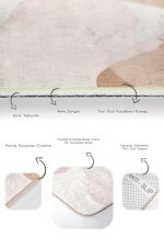 2'li Set Krem - Kahverengi Zeminde Modern Sanat Motifli Boyama Desenli Bohem Sade & Şık  2'li Banyo & Mutfak Paspas Takımı Realhomes