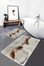 - PaspasTakimi-2li-Set1716-Gorsel-1 - Realhomes  2'li Set Adem'in Yaratılışı Zeminde Yağlıboya Motifli Michelangelo İsa'nın Dokunuşu Tablo Desenli Vintage Sade & Şık  2'li Banyo & Mutfak Paspas Takımı Realhomes