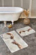 - Realhomes - Realhomes  2'li Set Adem'in Yaratılışı Zeminde Yağlıboya Motifli Michelangelo İsa'nın Dokunuşu Tablo Desenli Vintage Sade & Şık  2'li Banyo & Mutfak Paspas Takımı Realhomes