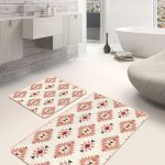 2'li Set Renkli Zeminde Soyut Motifli Duvar Desenli Eskitme Motifli Vintage  2'li Banyo & Mutfak Paspas Takımı Realhomes