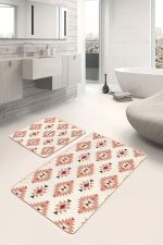 - PaspasTakimi-2li-Set1717-Gorsel - Realhomes  2'li Set Krem - Kahverengi Zeminde Etnik Motifli Art Deco Desenli Etnik Motifler Geometrik  2'li Banyo & Mutfak Paspas Takımı Realhomes