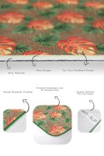 - PaspasTakimi-2li-Set1719-Gorsel-3 - Realhomes  2'li Set Hasır Zeminde Egzotik Yapraklar Motifli Turuncu ve Yeşil Lotus Desenli Floral Summer & Fresh  2'li Banyo & Mutfak Paspas Takımı Realhomes