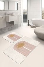 - PaspasTakimi-2li-Set1720-Gorsel-2 - Realhomes  2'li Set Beyaz - Krem Zeminde Mistik Motifli Bohem Desenli Geometrik Bohem  2'li Banyo & Mutfak Paspas Takımı Realhomes