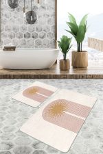 - PaspasTakimi-2li-Set1720-Gorsel-4 - Realhomes  2'li Set Beyaz - Krem Zeminde Mistik Motifli Bohem Desenli Geometrik Bohem  2'li Banyo & Mutfak Paspas Takımı Realhomes