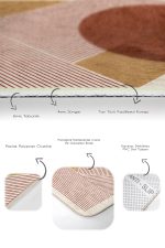 - PaspasTakimi-2li-Set1721-Gorsel-3 - Realhomes 2'li Set Siyah - Kahverengi Zeminde Tablo Motifli Modern Sanat Desenli Geometrik Bohem 2'li Banyo & Mutfak Paspas Takımı Realhomes