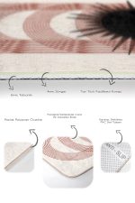 2'li Set Siyah - Kahverengi Zeminde Tablo Motifli Modern Desenli Geometrik Bohem  2'li Banyo & Mutfak Paspas Takımı Realhomes