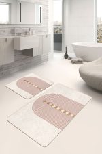 - PaspasTakimi-2li-Set1723-Gorsel-2 - Realhomes  2'li Set Krem - Kahverengi Zeminde Bohem Motifli Tablo Desenli Geometrik Bohem  2'li Banyo & Mutfak Paspas Takımı Realhomes