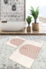 - PaspasTakimi-2li-Set1723-Gorsel-4 - Realhomes  2'li Set Krem - Kahverengi Zeminde Bohem Motifli Tablo Desenli Geometrik Bohem  2'li Banyo & Mutfak Paspas Takımı Realhomes