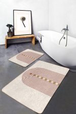 - PaspasTakimi-2li-Set1723-Gorsel-5 - Realhomes  2'li Set Krem - Kahverengi Zeminde Bohem Motifli Tablo Desenli Geometrik Bohem  2'li Banyo & Mutfak Paspas Takımı Realhomes