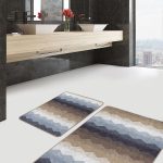 2'li Set Siyah - Beyaz Zeminde Artı İşareti Motifli Klasik Desenli Sade & Şık Geometrik  2'li Banyo & Mutfak Paspas Takımı Realhomes