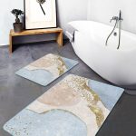 2'li Set Krem Zeminde Hereke Motifli Etnik Desenli Avangarde Etnik Motifler  2'li Banyo & Mutfak Paspas Takımı Realhomes