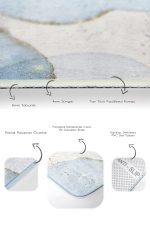 - PaspasTakimi-2li-Set1740-Gorsel-3 - Realhomes 2'li Set Gold - Mavi Zeminde Altın Motifli Boyama Desenli Bohem Modern 2'li Banyo & Mutfak Paspas Takımı Realhomes