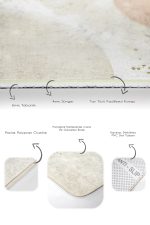 2'li Set Gold - Krem Zeminde Modern Motifli Abstract Desenli Bohem Klasik  2'li Banyo & Mutfak Paspas Takımı Realhomes