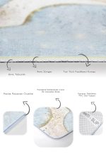 - PaspasTakimi-2li-Set1743-Gorsel-3 - Realhomes 2'li Set Gold - Mavi Zeminde Altın Motifli Kanvas Desenli Bohem Modern 2'li Banyo & Mutfak Paspas Takımı Realhomes