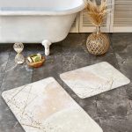 2'li Set Mavi Zeminde Hereke Motifli Kilim Desenli Etnik Motifler Avangarde  2'li Banyo & Mutfak Paspas Takımı Realhomes