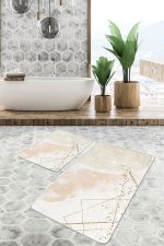 - PaspasTakimi-2li-Set1744-Gorsel-2 - Realhomes  2'li Set Gold - Krem Zeminde Boyama Motifli Modern Sanat Desenli Bohem Sade & Şık  2'li Banyo & Mutfak Paspas Takımı Realhomes