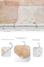 2'li Set Gold - Krem Zeminde Tablo Motifli Abstract Desenli Bohem Klasik  2'li Banyo & Mutfak Paspas Takımı Realhomes