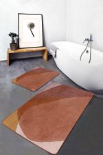 - PaspasTakimi-2li-Set1746-Gorsel - Realhomes  2'li Set Kahverengi - Kiremit Zeminde Modern Sanat Motifli Tablo Desenli Bohem Modern  2'li Banyo & Mutfak Paspas Takımı Realhomes