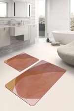 - PaspasTakimi-2li-Set1746-Gorsel-4 - Realhomes  2'li Set Kahverengi - Kiremit Zeminde Modern Sanat Motifli Tablo Desenli Bohem Modern  2'li Banyo & Mutfak Paspas Takımı Realhomes