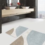 2'li Set Gri Zeminde Modern Motifli Çerçeve Desenli Geometrik Sade & Şık  2'li Banyo & Mutfak Paspas Takımı Realhomes