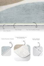 2'li Set Ekru - Mavi Zeminde Boyama Motifli Modern Sanat Desenli Bohem Sade & Şık  2'li Banyo & Mutfak Paspas Takımı Realhomes